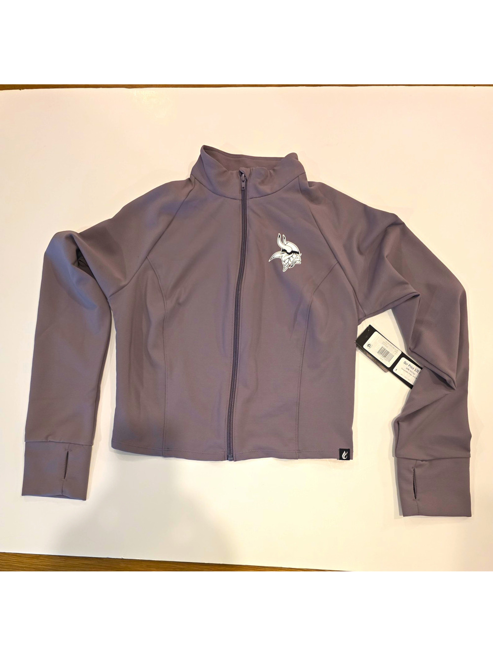 NWT Minnesota Vikings Women's Crop Full Zip Jacket Purple/Gray Size Large NFL